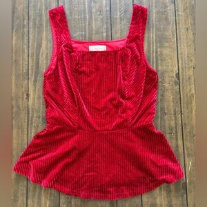 Altar'd State Red Velvet Peplum Blouse
